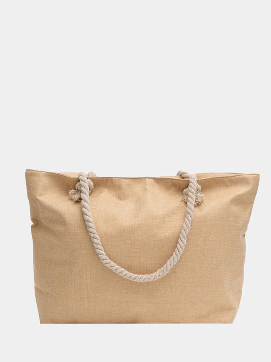 Beige Strandtasche Goldene Pailletten Beige Einheitsgröße