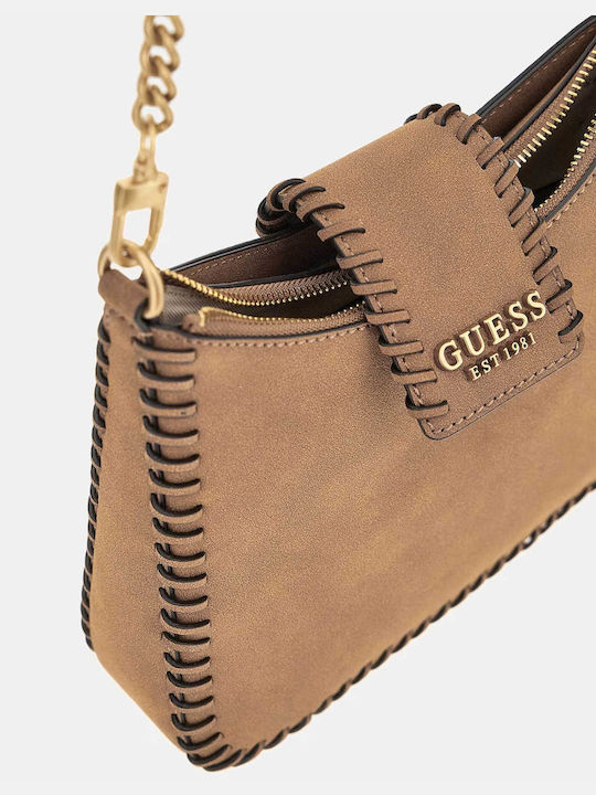 Guess Libera Small Suede Hobo Bag Cognac