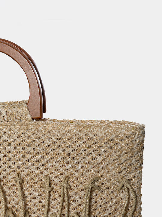 Straw Bag Fringes In Beige Μπεζ One Size