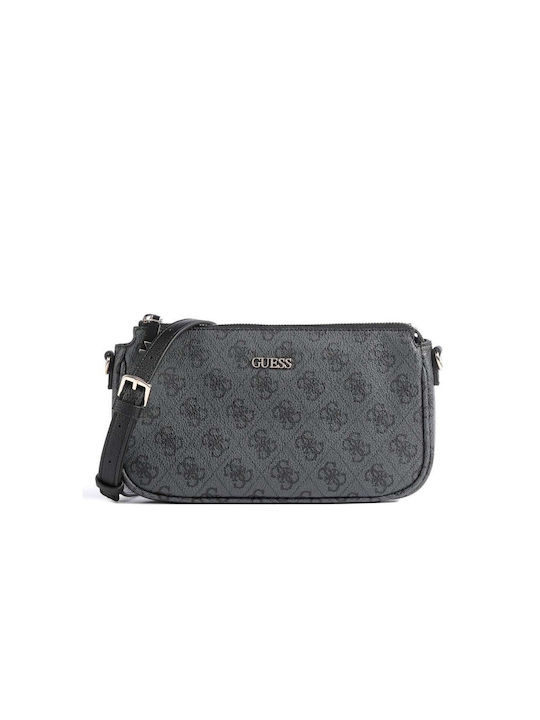 Guess Noelle Dbl Pouch Cro Τσαντα Γυναικεία Coal Logo Gu0achwbg78797100000