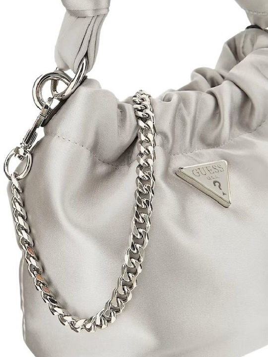 Guess Twiller Top Handle Pouch Women's Bag Silver