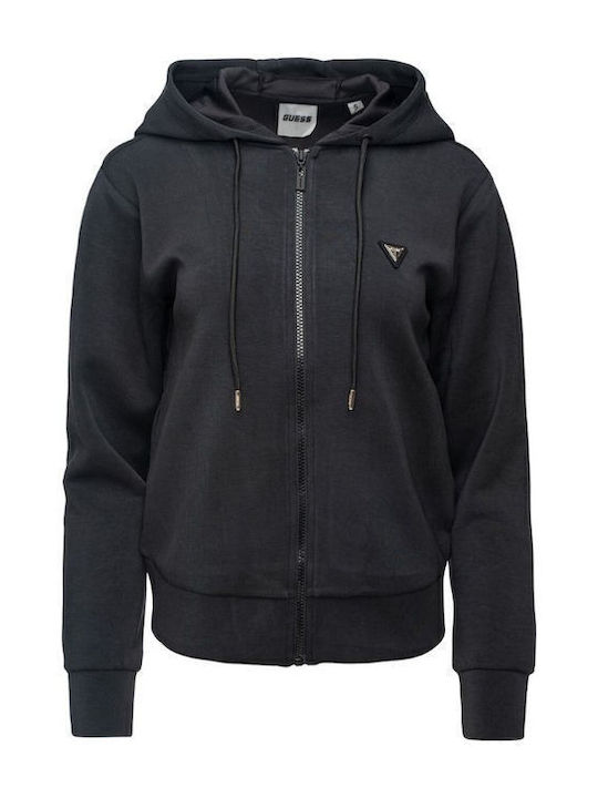Long Women's Sweatshirt Jacket Hooded Black