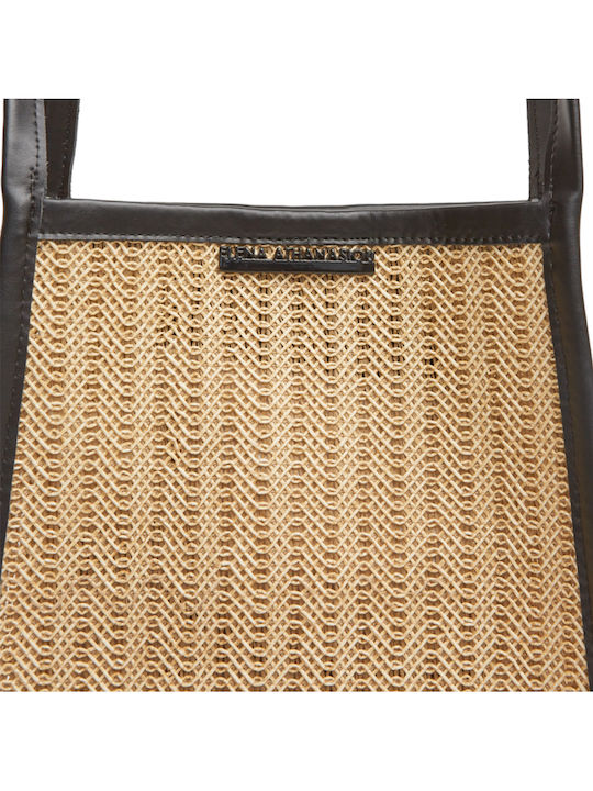 Elena Athanasiou Natural Straw Tote Bag Ea-140 Beige Γυναικεία Collection Su24late