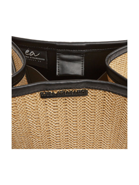 Elena Athanasiou Natural Straw Tote Bag Ea-140 Beige Γυναικεία Collection Su24late