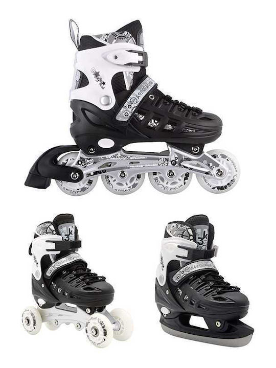 Αθλοπαιδιά Inline / Quad Αυξομειούμενα Rollers Μαύρα 3 σε 1 Παιδικά Αθλοπαιδιά Inline / Quad Αυξομειούμενα Rollers Μαύρα 3 σε 1 Παιδικά