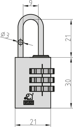 Basi Aluminium Vorhängeschloss Messing Einstellbar Kombination 20mm Green 1Stück