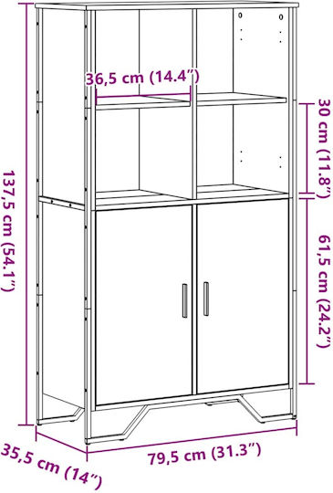 Bibliotecă Sonoma Stejar 79.5x35.5x137.5 cm
