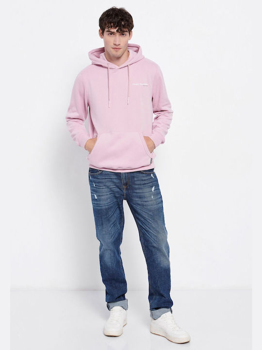 Funky Buddha Herren Sweatshirt mit Kapuze und Taschen Rosa