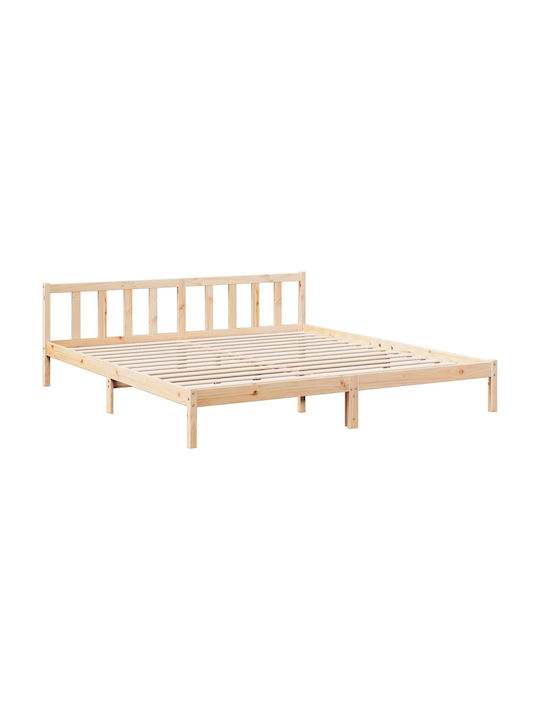 King Size Holzbett Braun mit Lattenrost für Matratze 200x220cm