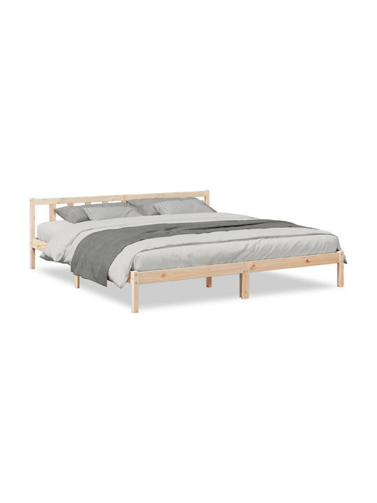 King Size Holzbett Braun mit Lattenrost für Matratze 200x220cm
