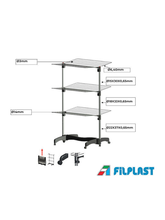 Filplast Aluminum Folding Floor Clothes Drying Rack with Hanging Length 40m