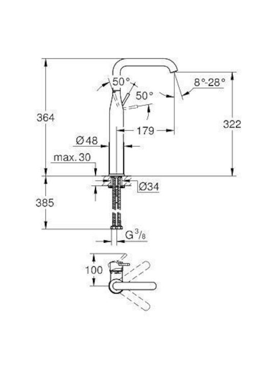 Grohe Mixing Tall Sink Faucet Gray