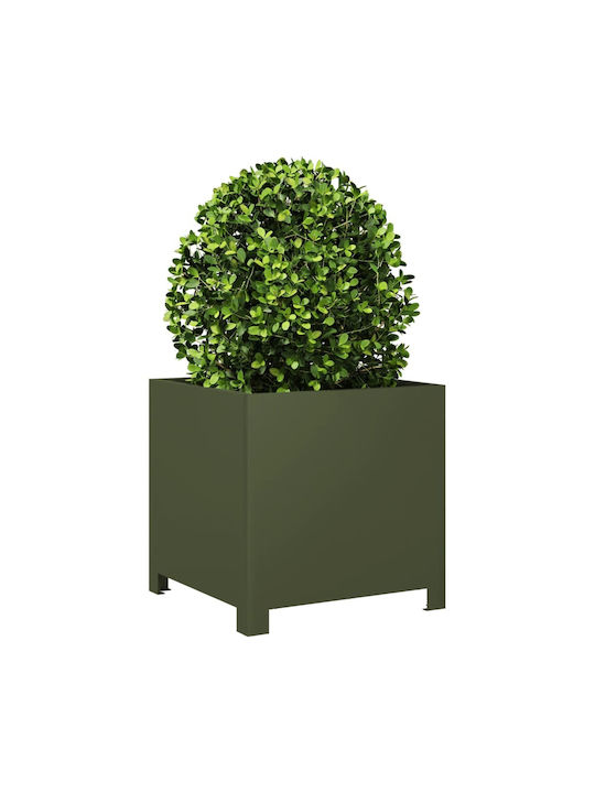 vidaXL Garden Set 2 Planters Metal Olive, Green