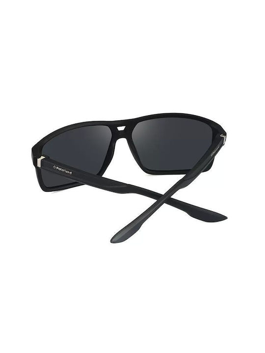 Polareye Men's Sunglasses with Black Plastic Frame and Black Polarized Lens