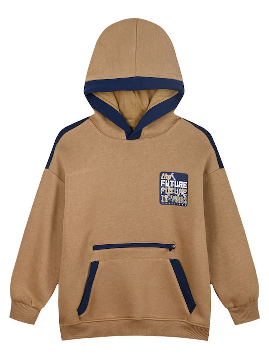 Energiers Kids Sweatshirt with Hood and Pocket Tabac Brown