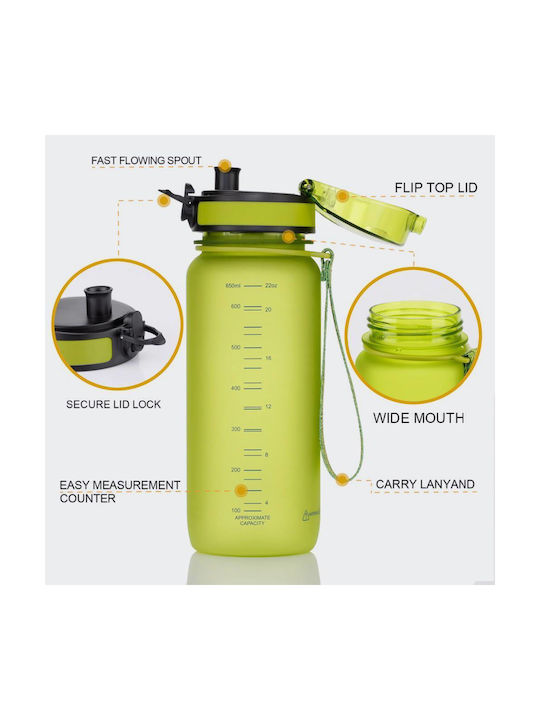 Uzspace Tritan Bpa Free Leakproof Бутилка Пластмаса 650мл Червен