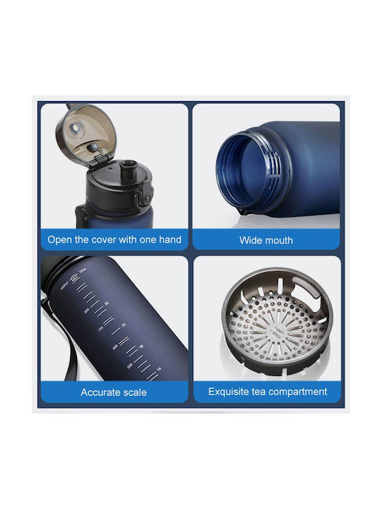 Uzspace Leakproof Tritan Bpa Free Παγούρι Πλαστικό 1000ml Μαύρο