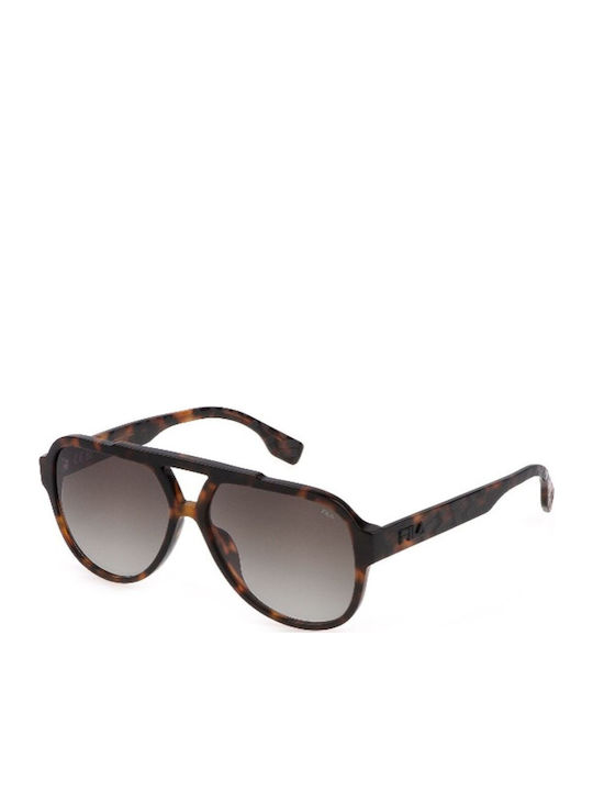 FILA Unisex Sunglasses with Brown Tartaruga Plastic Frame and Brown Gradient Lens SFI459V 0C10