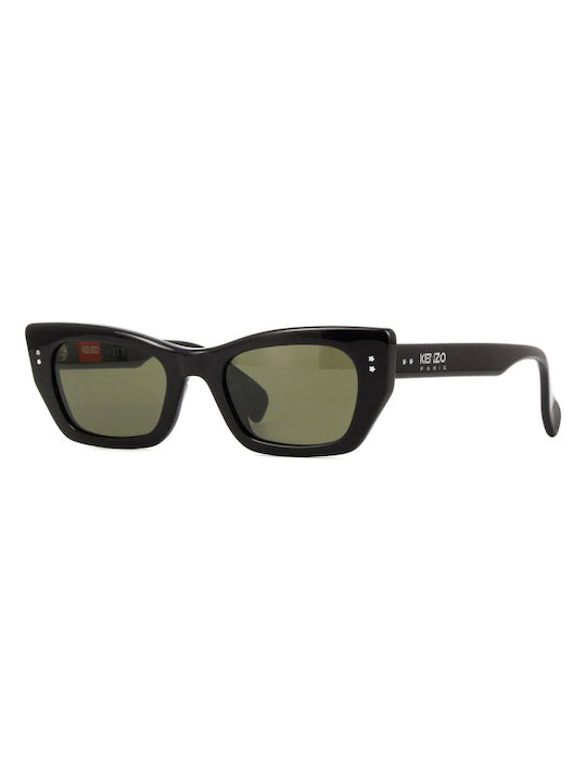Kenzo Women's Sunglasses with Black Plastic Frame and Green Lens