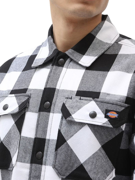 Sacramento Long Sleeve Flannel Overshirt Regular Fit Checked Black