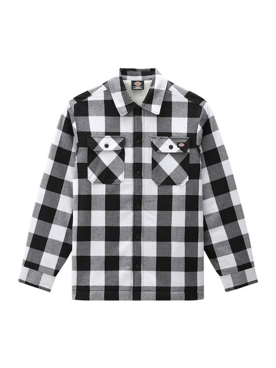 Sacramento Long Sleeve Flannel Overshirt Regular Fit Checked Black