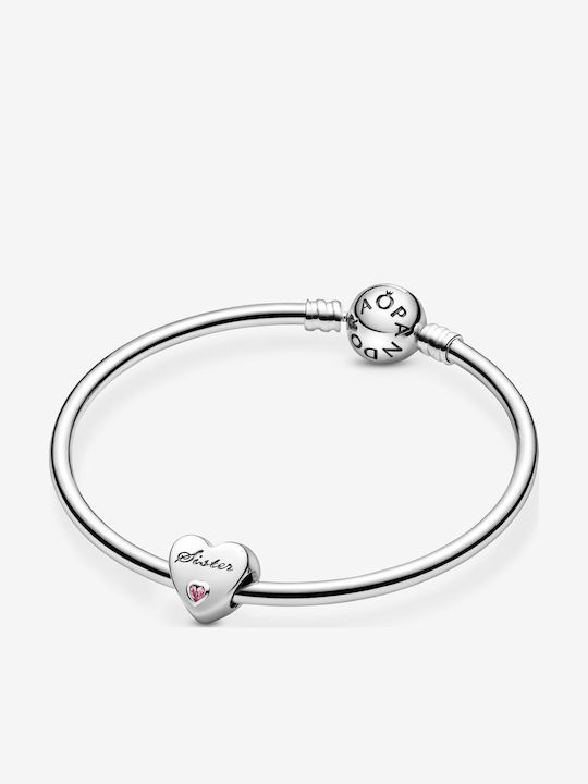 Pandora Sisters Charm Καρδιά από Ασήμι Ροζ