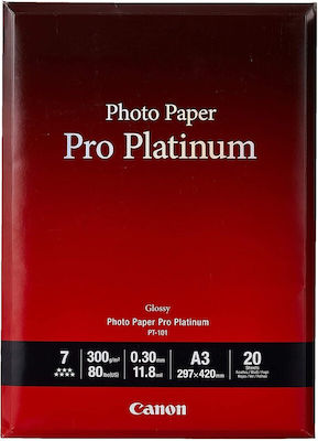 Canon PT-101 Photo Paper Pro Platinum A3 300gr/m² for Inkjet Printers 20 Sheets