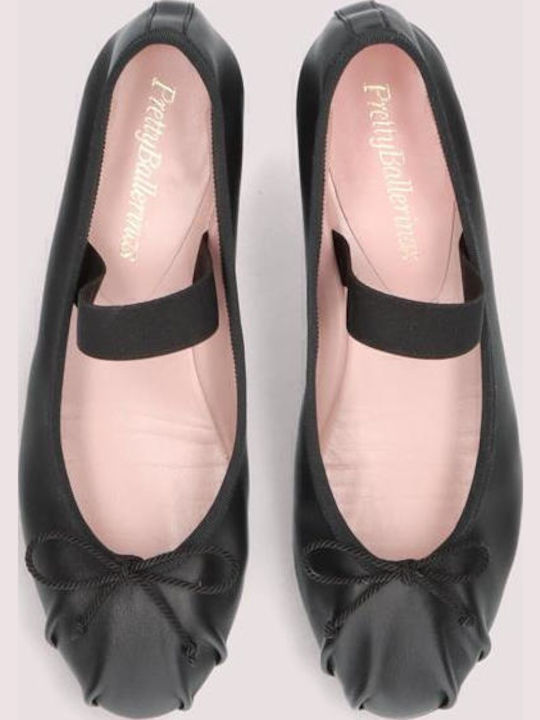 Gretchen Leather Women's Ballerina Shoes in Black Color