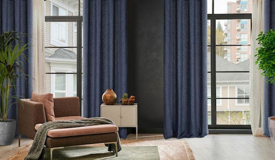 Eurofirany Κουρτίνα με Τρουκς Inga Μπλε 140x250εκ.