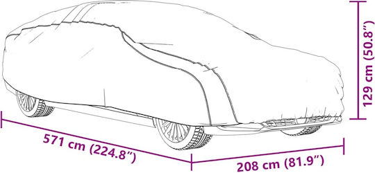 vidaXL Κουκούλα 571x208x129cm Αδιάβροχη XXLarge για Sedan που Στερεώνεται με Ιμάντες