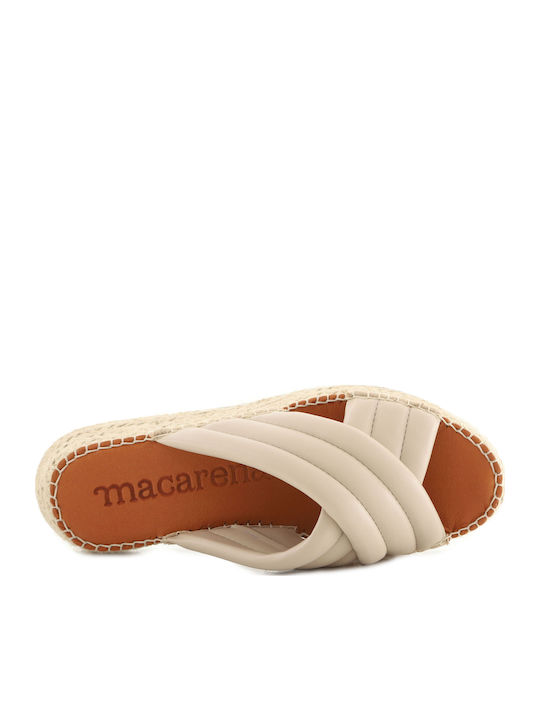 Carmen2 Women's Leather Platform Wedge Sandals Beige