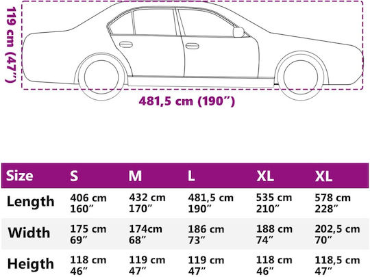 vidaXL Abdeckungen 481x186x119cm für Hagel Wasserdicht XLarge für Limousine mit Gurten befestigt