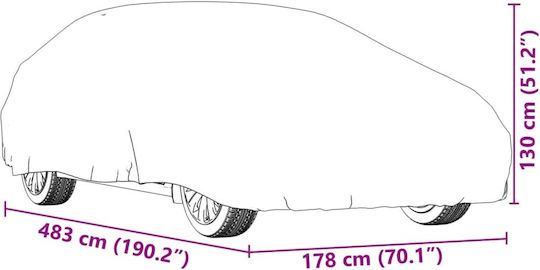 vidaXL Κουκούλα 483x178x130cm Αδιάβροχη XLarge για Sedan που Στερεώνεται με Ιμάντες