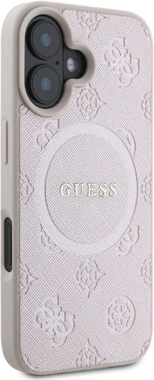 Guess Peony Classic Logo Umschlag Rückseite Kunststoff Rosa (iPhone 16)