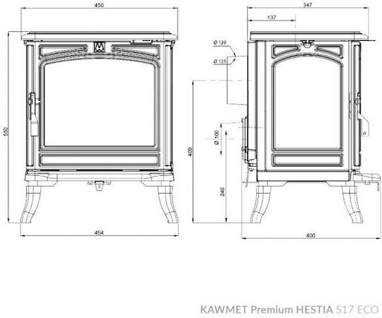 Kawmet Hestia S17 ECO Μαντεμένια Ξυλόσομπα Γκρι