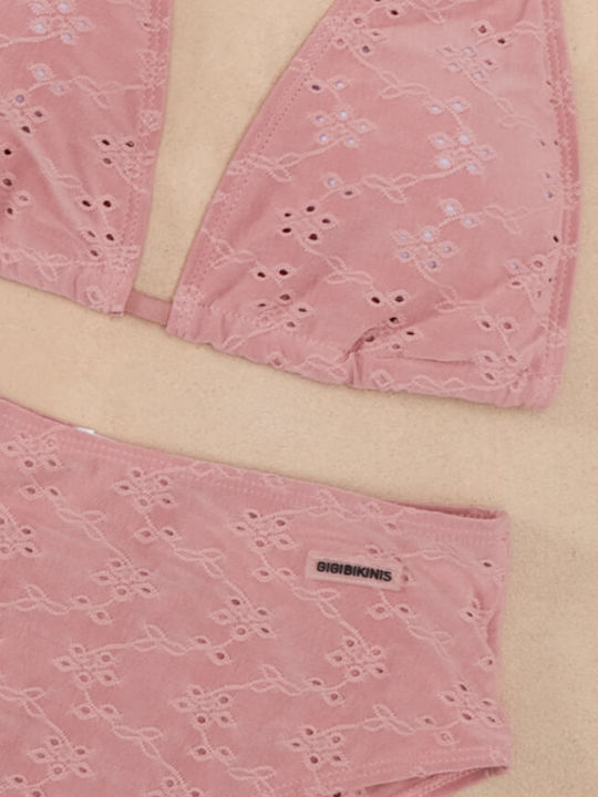Set Bikini Gigi cu Talie Înaltă din Dantelă 3118841-Trandafir Prafuit