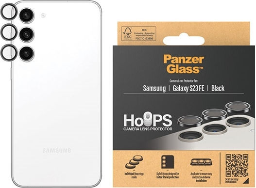 PanzerGlass Hoops Camera Protection Tempered Glass Black for the Samsung Galaxy S23 FE 0460