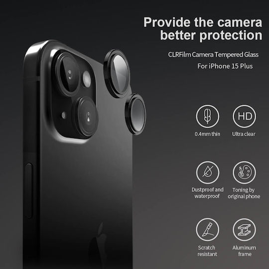 Nillkin Clrfilm Προστασία Κάμερας Tempered Glass Μαύρο για το Apple iPhone 15/15 Plus.