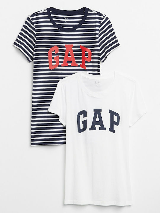 GAP Femeie Sport Tricou Cu dungi Albastru marin 2Pack