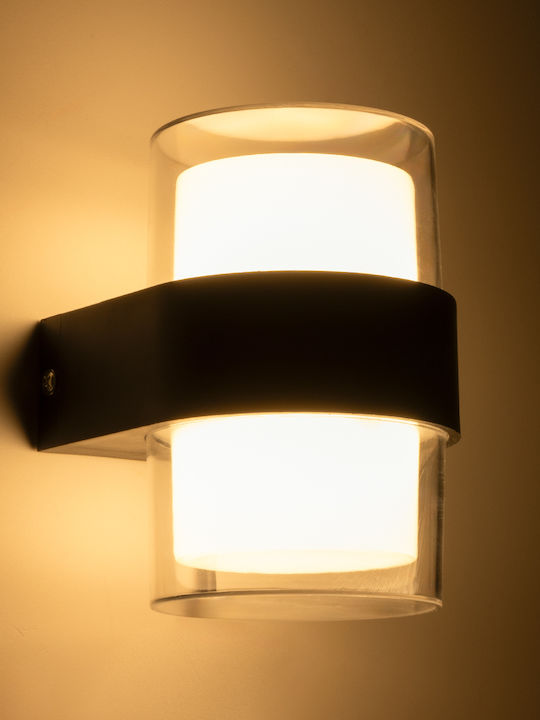 GloboStar Empire Round Επιτοίχιο Εξωτερικό Σποτ LED IP65 10W με Θερμό Λευκό Φως Διπλής Δέσμης 10εκ.