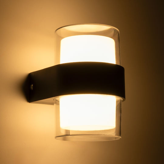 GloboStar Empire Round Επιτοίχιο Εξωτερικό Σποτ LED IP65 10W με Θερμό Λευκό Φως Διπλής Δέσμης 10εκ.