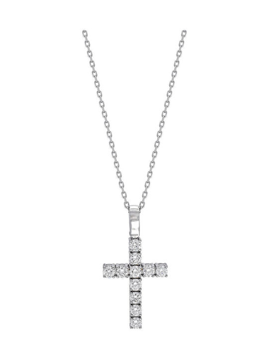 Kiriakos Gofas White Gold Cross 18K with Chain
