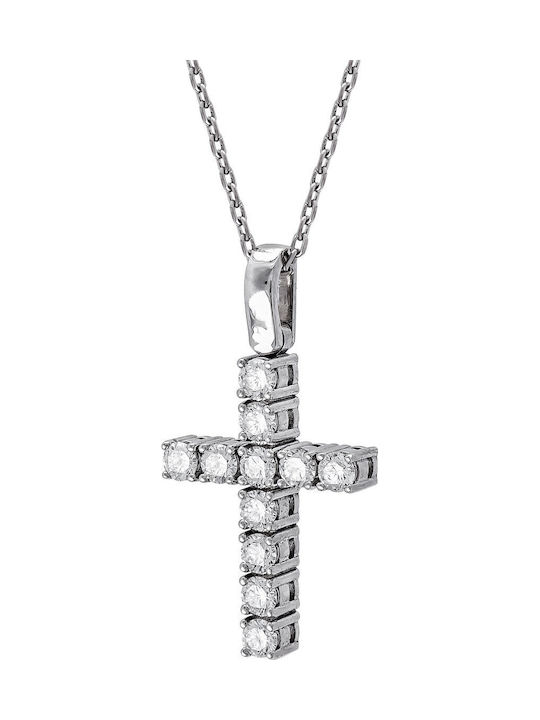 Kiriakos Gofas White Gold Cross 18K with Chain
