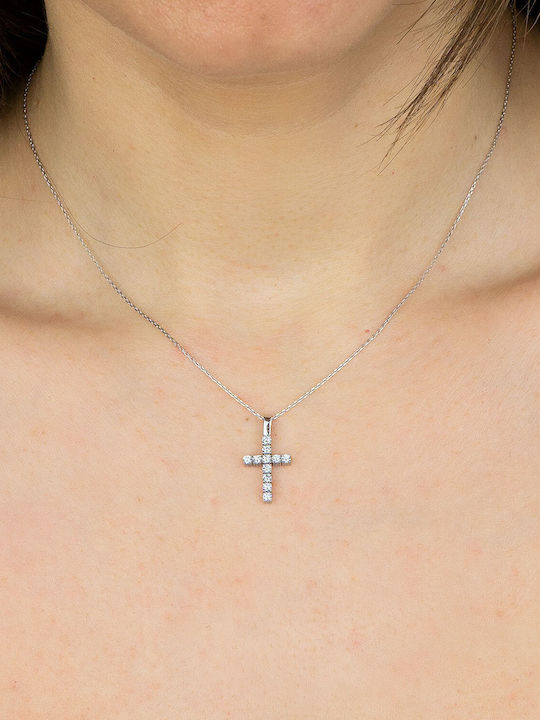 Kiriakos Gofas White Gold Cross 18K with Chain