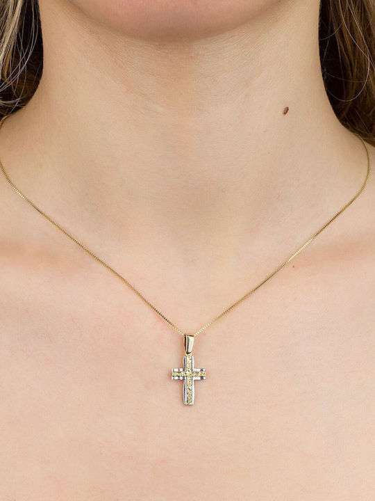 Kiriakos Gofas Damen Gold Kreuz 14K mit Kordel