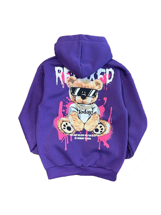 Unisex Teddy Bear Relaxed Purple Sweatshirt Jig-nj221-pur