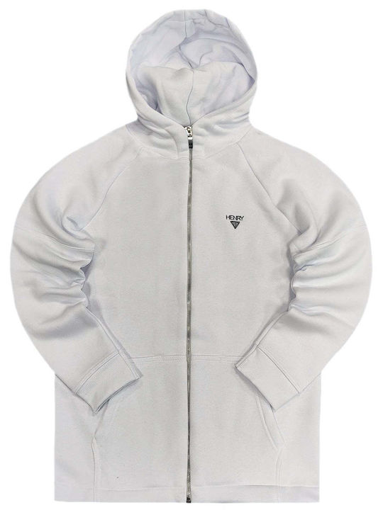 Henry Clothing Men's Sweatshirt Jacket with Hood white