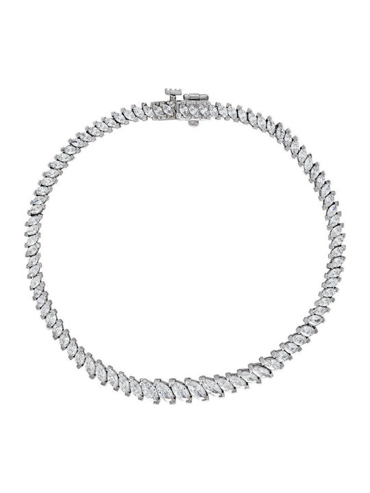 Kiriakos Gofas Set with Necklace & Bracelet from White Gold 14K with Stones