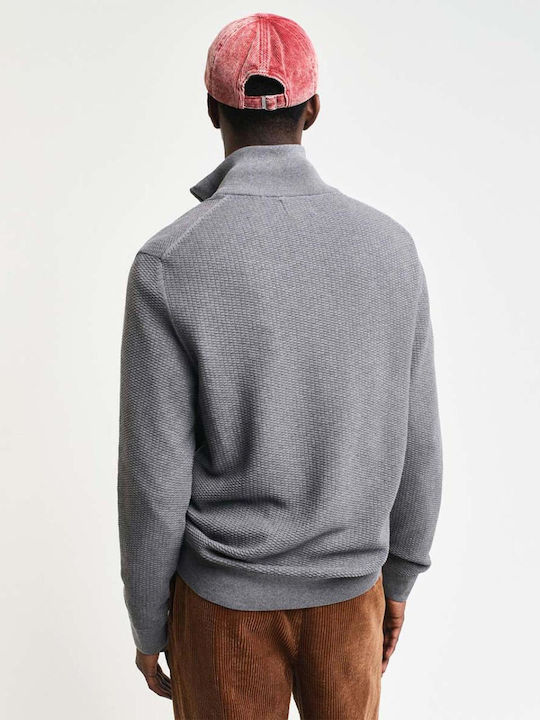 Gant Men's Long Sleeve Sweater with Zipper Gray