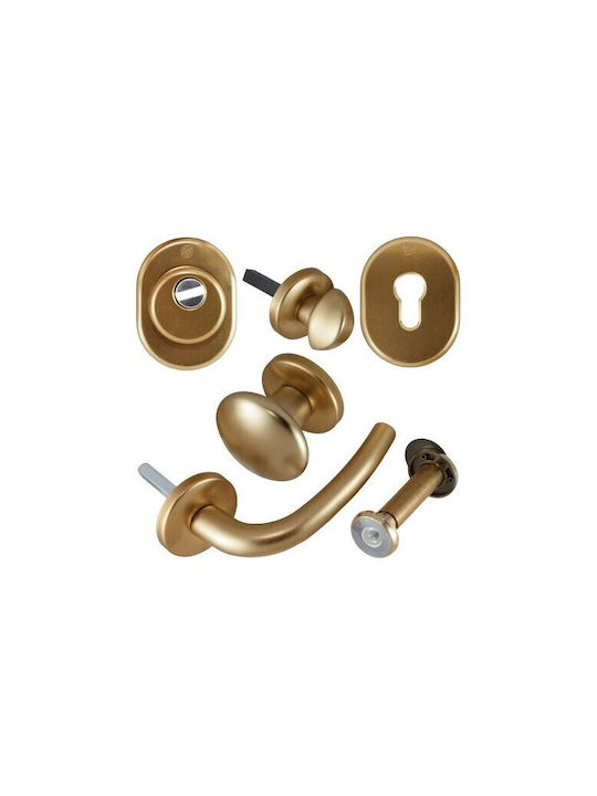 Securemme Knob Front Door Right Securemme5400.G with Rosette Gold